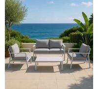 Salotto da giardino Manhattan in alluminio con cuscini grigio 2 posti Bianco