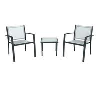 SALOTTO DA GIARDINO MOBILI ARREDO DA ESTERNO SET 2 POLTRONE 1 TAVOLINO ACCIAIO