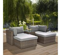 Salotto da giardino Olea in polyrattan sabbia 3 posti Grigio -chiaro
