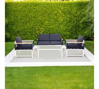 Salotto da giardino Papavero in alluminio bianco/blu 4 posti Bianco-blu