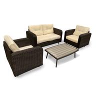 SALOTTO DA GIARDINO PER ESTERNO SET AURORA 4 POSTI COLORE TESTA DI MORO SIMIL