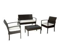 Salotto da Giardino Set Esterno Divano Poltrone Tavolo Rattan Marrone c Cuscini