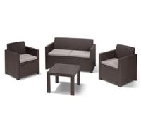 Salotto Alabama polirattan brown divano poltrone e tavolino da giardino esterno