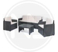 SALOTTO IN RESINA ANTRACITE VARANO COMPLETO DI CUSCINI SET ARREDO GIARDIN