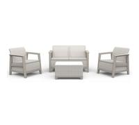 Salotto Salottino da Giardino Scandi Beige Bicolor 4 Pezzi