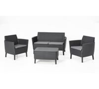 SALOTTO SET DA GIARDINO IN RESINA EFFETTO POLIRATTAN SALEMO ANTRACITE
