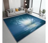 Salotto Tappeto 50x80 cm, Stampa Onirico Loto Tappetini Blu Decorativi Area Rettangolare Antiscivolo Tappetino Moquette Letto Morbido A Pelo Corto Per esterno Interni