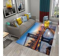 Salotto Tappeto, Vivace Paesaggio Notturno Della Città, Poliestere Stampa 3D Tappetini Decorativi Per Aree Rettangolari Antiscivolo, Tappetino Per Interni In Moquette A Pelo Corto Per -884201173060