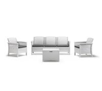 LINEA RATTAN BIANCO SET VENEZIA 3, 2 POLTRONE, 1 SOFA 3 POSTI E TAVOLINO