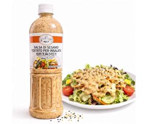 Salsa di Sesamo Tostato per Insalate 1,1 L - Condimento Asiatico Cremoso per Insalate, Sushi, Wok e Marinature - Dressing al Sesamo Ricco e Intenso Stile Giapponese