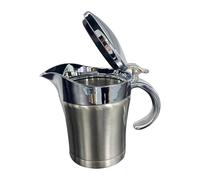 Salsiera con coperchio | Brocca per salsa sugo in acciaio inossidabile con coperchio a cerniera | Pentola portatile per salsa di succo a doppio strato, per tavolo da pranzo per cucina domest