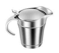 Salsiera isolata, 450 ml, brocca per salse con coperchio ribaltabile, a doppia parete, isolata, salsa in acciaio inox, scalda salse portatile, brocca, salsa per cene (argento-1-450 ml)