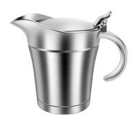 Salsiera termica in acciaio inox, 450 ml, con coperchio, beccuccio a forma di U, a doppia parete, isolata, per salsa, condimento per insalata, brodo (argento)