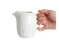 Salsiere Brocca for panna in ceramica dipinta a mano, con manico, graziosa salsiera con beccuccio appuntito Bricco Latte(Bianco)