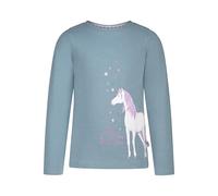 SALT AND PEPPER Langarmshirt mit Glitzerndem Einhorn Print für Mädchen T-Shirt, Minerale Verde, 104-110 Bambine e Ragazze