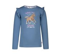 SALT AND PEPPER Langarmshirt mit Pferde Stickerei-Applikation für Mädchen T-Shirt, Dove Blue, 128 cm-134 cm Bambine e Ragazze