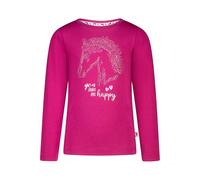 SALT AND PEPPER Langarmshirt mit Strasssteinchen Pferde Motiv für Mädchen T-Shirt, Lampone, 128/134 cm Bambine e Ragazze