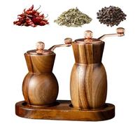 Salt And Pepper Shakers,9x5.6cm Adjustable Coarseness Wooden Mill | Versatile Manual Salt Pepper Grinders,for Seasoning Bean Cile Cumin Countertop Pantry Apartment Restaurant Camping