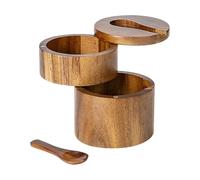 Salt Cellar With Lid - 3.54 Inches Wooden Špice Holder | Kitchen Table Salt Container - Elegant Pickling Storage Cooking Accessory Keeps Salť Fresh Handy For Culinary Use