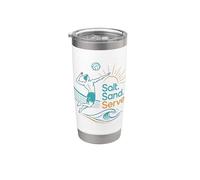 Salt Sand Serve Beach Volley Tropical Summer Graphic Bicchiere termico in acciaio inox doppia parete
