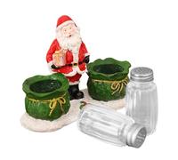 Salt Shaker di Natale - set di shaker di sale e pepe, simpatico shaker al pepe del festival con vassoio - serbatoio di spolveratura trasparente, contenitore di condimento multifunzionale, risuvio
