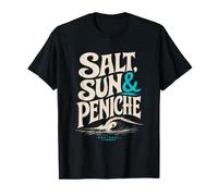 Salt Sun e Peniche Portogallo Surf Ocean Wave Amante del Surf Maglietta