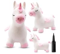 Sun Baby Animale gonfiabile che salta, giocattolo di 1 anno, saltarello per bambini, design ergonomico, cavallo giocattolo, pompa manuale inclusa (Unicorno con ali)