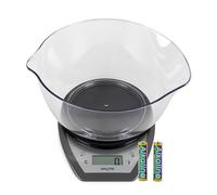 Salter 1024 SVDR14 Bilancia da Cucina Digitale professionale con Ciotola da 2 l e Beccuccio Doppio, Display LCD, Funzione Aggiungi e Pesa, Funzione Aquatronic, Capacità Max di 5kg, Argento