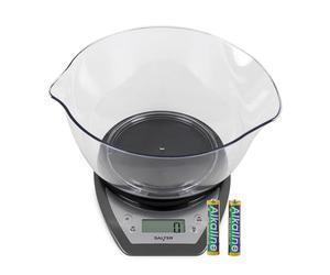 Salter 1024 SVDR14 Bilancia da Cucina Digitale professionale con Ciotola da 2 l e Beccuccio Doppio, Display LCD, Funzione Aggiungi e Pesa, Funzione Aquatronic, Capacità Max di 5kg, Argento