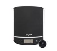 Salter 1056 BKDR - Bilancia elettronica da cucina Aquatronic, funzione Aggiungi e pesa, capacità massima 5 kg, per liquidi e fluidi, display LCD di facile lettura, design sottile, nera