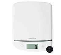 Salter 1056 WHDR - Bilancia elettronica da cucina Aquatronic, funzione Aggiungi e pesa, capacità massima 5 kg, per liquidi e fluidi, display LCD di facile lettura, design sottile, bianca