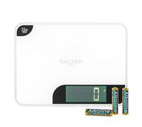 Salter 1079 WHDR - bilancia da cucina digitale di precisione, 15 kg max, taglio e misur., liquidi e fluidi, funz. aggiungi e pesa, design sottile, displ. facile lettura, fin. specchio, bianco