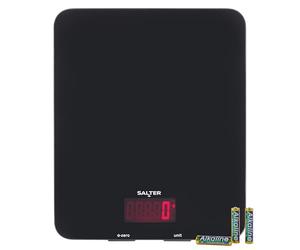 Salter 1160 BKDR High Capacity Digital Kitchen & Electronic Food Scale, Ultra Slim Gloss Black, Accurate Weighing For Home Cooking/Baking, Weigh Metric & Imperial, Easy Clean, 15 Year Guarantee
