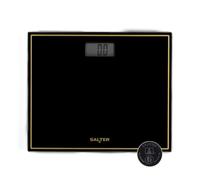Salter Bilancia Pesapersone Compatta - Bilancia Digitale 150 kg con Display LCD di Facile Lettura, Rilevazione Istantanea e Precisa con un Solo Passo, Design Sottile, Batteria Inclusa, Nero/Oro