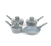 Salter BW04151G1AR Marblestone Collection, Set di 4 padelle antiaderenti forgiate, Set di padelle, Pentole e padella, Poco/niente olio, Adatto a induzione, Alluminio, Grigio, 16/18/20/24 cm