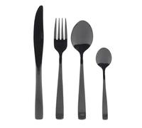 Salter BW05463 Set di posate da 16 pezzi, forchetta e cucchiaio in acciaio inossidabile rivestito di nero, 4 set da tavolo, piatti lucidi, eleganti e moderni