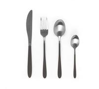 Salter BW09388TK Pearlise Set di 16 posate in acciaio inossidabile, servizio di posate per 4 persone, finitura a specchio, design moderno, con coltello, forchetta, cucchiaio, cucchiaino, Nero/Argento