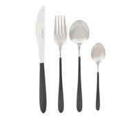 Salter BW11071EU7 Cosmos Collection - Set di posate miste in acciaio inox, 16 pezzi, per 4 persone, con coltello/forchetta/cucchiaio da dessert, cucchiaino, design moderno, nero/argento