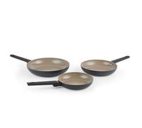 Salter BW12876EU7 Set di padelle in ceramica - 3 pezzi Corpo in alluminio riciclato da 20/24/28 cm, rivestimento antiaderente sano senza PFOA e PFAS, induzione, Impugnatura morbida al tatto