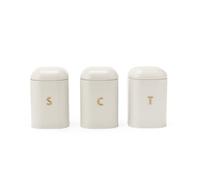 Salter BW13729EU7 Pebble set di contenitori di zucchero tè caffè - contenitori per conservazione da banco, contenitori per piani di lavoro, contenitori etichettati in acciaio al carbonio, crema/oro