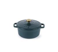 Salter Chester Casseruola in ghisa da 20 cm - Coperchio autopresante, Forno olandese/Pentola per brodo, Cucina dal fornello alla tavola, Adatta all'induzione, Capacità di 2L, Senza PFAS, Verde