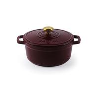 Salter Chester Casseruola in Ghisa - Rossa, 24CM, Coperchio Auto-Bagnante, Pentola Olandese, Dalla Piastra al Forno, Tutti i Tipi di Piastre incl. Induzione, 3.4L, Senza PFAS, Trattenimento del Calore