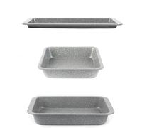 Salter Marblestone - Set di 3 teglie da forno antiaderenti, in acciaio al carbonio leggero, facile da pulire, include una teglia da 36 cm, una teglia da 37 cm, una teglia quadrata da 23 cm, adatta al