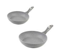 Salter COMBO-6448 set padelle antiaderenti, Marblestone collezione, 20/28 cm, Alluminio forgiato padelle induzione, manico morbido in bachelite, cassaforte in lavastoviglie
