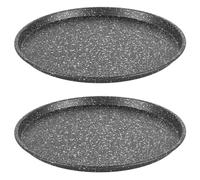 Salter COMBO-8103 - Set di due 29cm teglie per pizza, antiaderente teglia per pizza rotonda, Megastone collezione, facile da pulire, adatto per l'uso in forno, privo di PFOA, acciaio al carbonio, nero