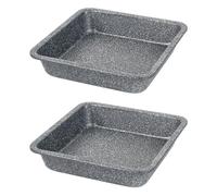 Salter COMBO-9289 Megastone Square Brownie Tin Set - Confezione da 2 teglie da forno con rivestimento antiaderente, per arrostire e cuocere, in acciaio al carbonio resistente, per torte, torte,
