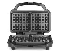 Salter Doppia Piastra per Waffle - Waffle Belgi e Americani, Piastre Profonde Antiaderenti, Doppie Piastre, Controllo Automatico Temperatura, Manico Termoisolante, Design Compatto Verticale, 900 W