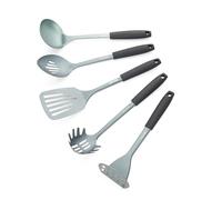 Salter Excellence Set di 5 Utensili - Include Schiumarola, Cucchiaio Forato, Cucchiaio per Spaghetti, Spatola Forata e Mestolo, Acciaio Inox con Rivestimento Antiaderente, Facile da Pulire