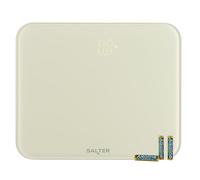 Salter Halo Bilancia Elettronica - LED a Lettura Facile, Display Nascosto fino all'Accensione, Vetro Temperato, 180KG/400lbs, KG/ST/lbs, Piedini per Moquette, Step on Readings, Crema