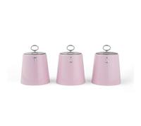 Salter Retro Set barattoli tè, caffè e zucchero, 3 pezzi, rosa | Struttura in acciaio, scritte in rilievo, coperchi aderenti, conservazione di alimenti secchi, ordine sul piano cucina